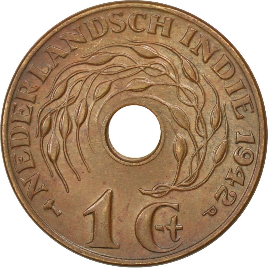 NETHERLANDS EAST INDIES, Cent, 1942, KM #317, AU(55-58), Bronze, 23, 4.04