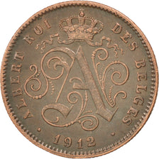BELGIUM, 2 Centimes, 1912, KM #64, AU(50-53), Copper, 21.5, 4.03