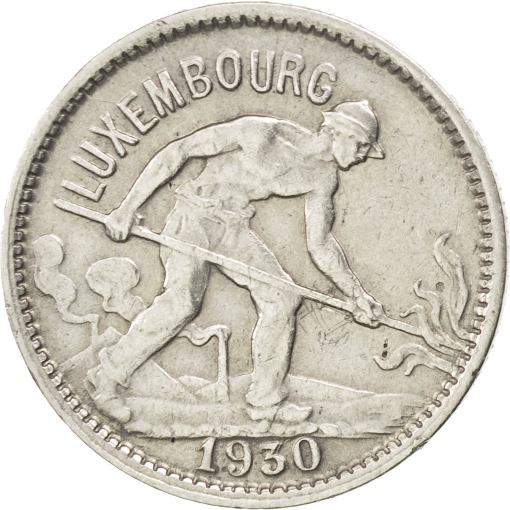LUXEMBOURG, 50 Centimes, 1930, KM #43, EF(40-45), Nickel, 3.17