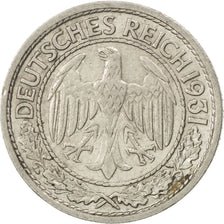 GERMANY, WEIMAR REPUBLIC, 50 Reichspfennig, 1931, Berlin, KM #49, EF(40-45),...