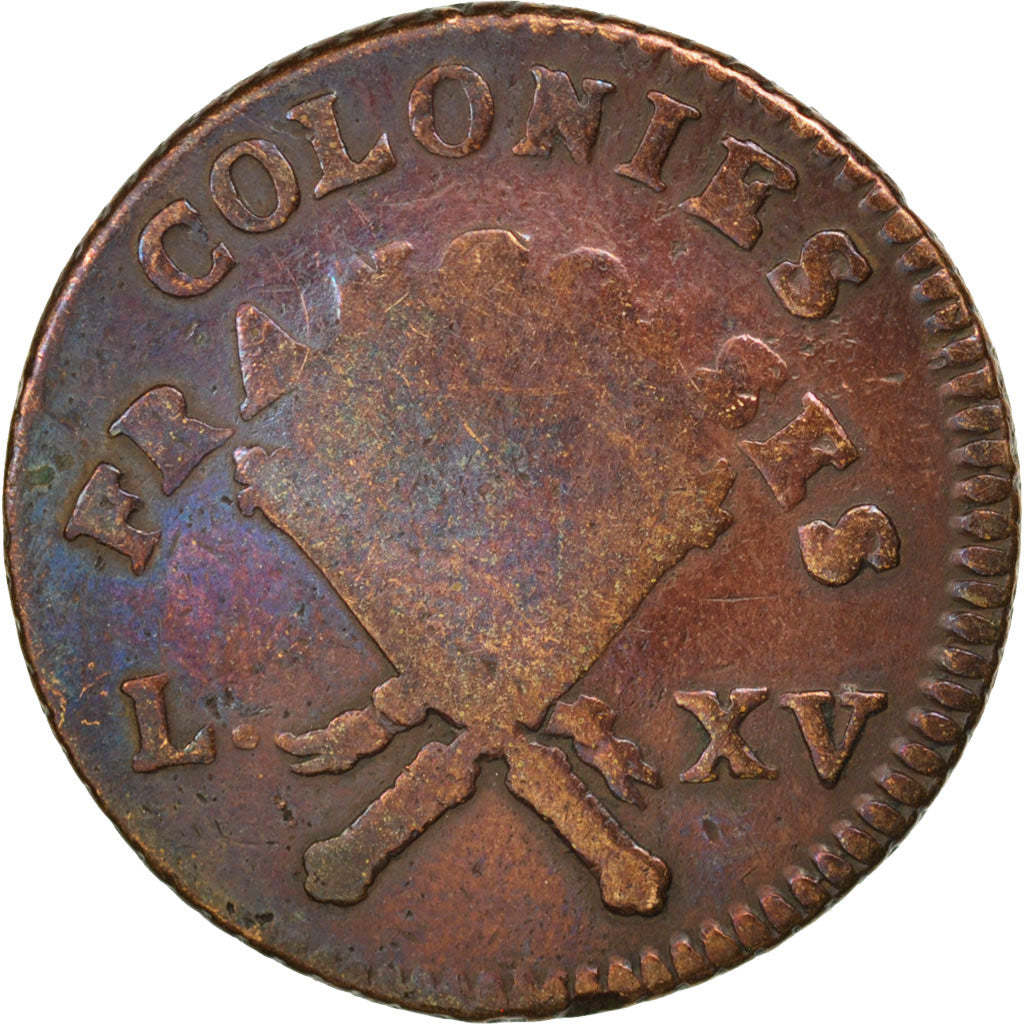 FRENCH COLONIES, 12 Deniers, Sol, 1767, Paris, KM #6, VF(20-25), Bronze,...