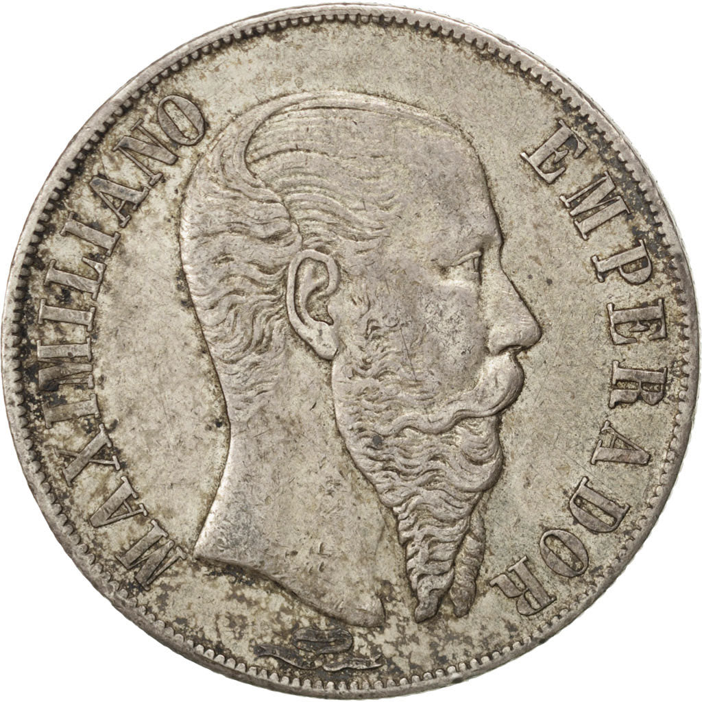Messico, Maximilian, Peso, 1866, Mexico City, BB, Argento, KM:388.1