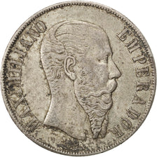 Messico, Maximilian, Peso, 1866, Mexico City, BB, Argento, KM:388.1