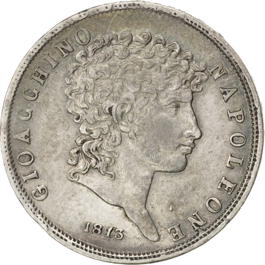 Coin, ITALIAN STATES, NAPLES, Joachim Murat, Lira, 1813, AU(50-53), Silver