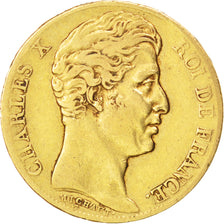 FRANCE, Charles X, 20 Francs, 1825, Paris, KM #726.1, VF(30-35), Gold, Gadoury..