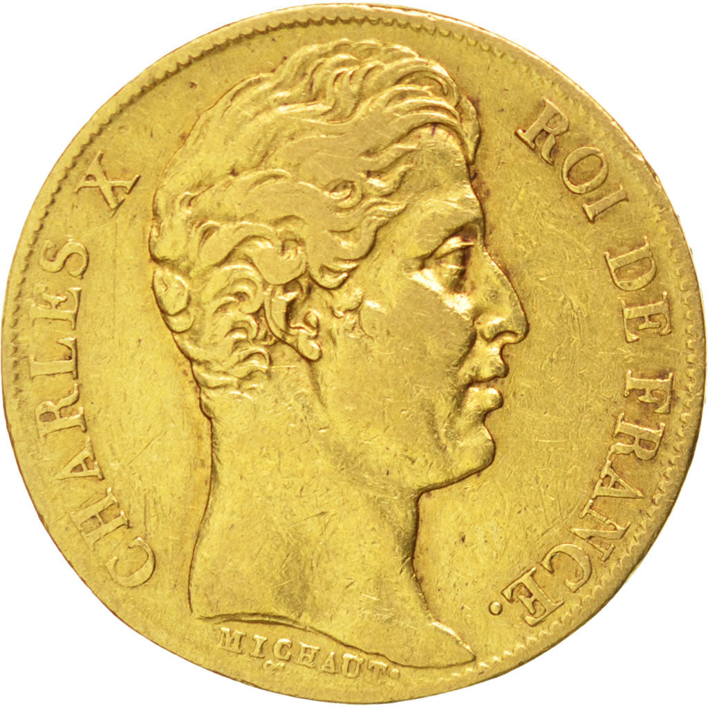 FRANCE, Charles X, 20 Francs, 1828, Paris, KM #726.1, EF(40-45), Gold, Gadoury..