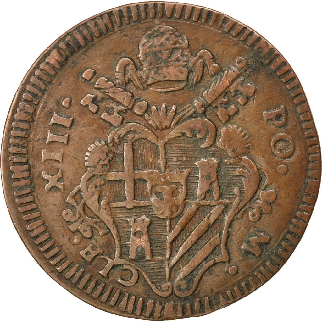 ITALIAN STATES, Baiocco, 1759, KM #160, EF(40-45), Copper, 10.90