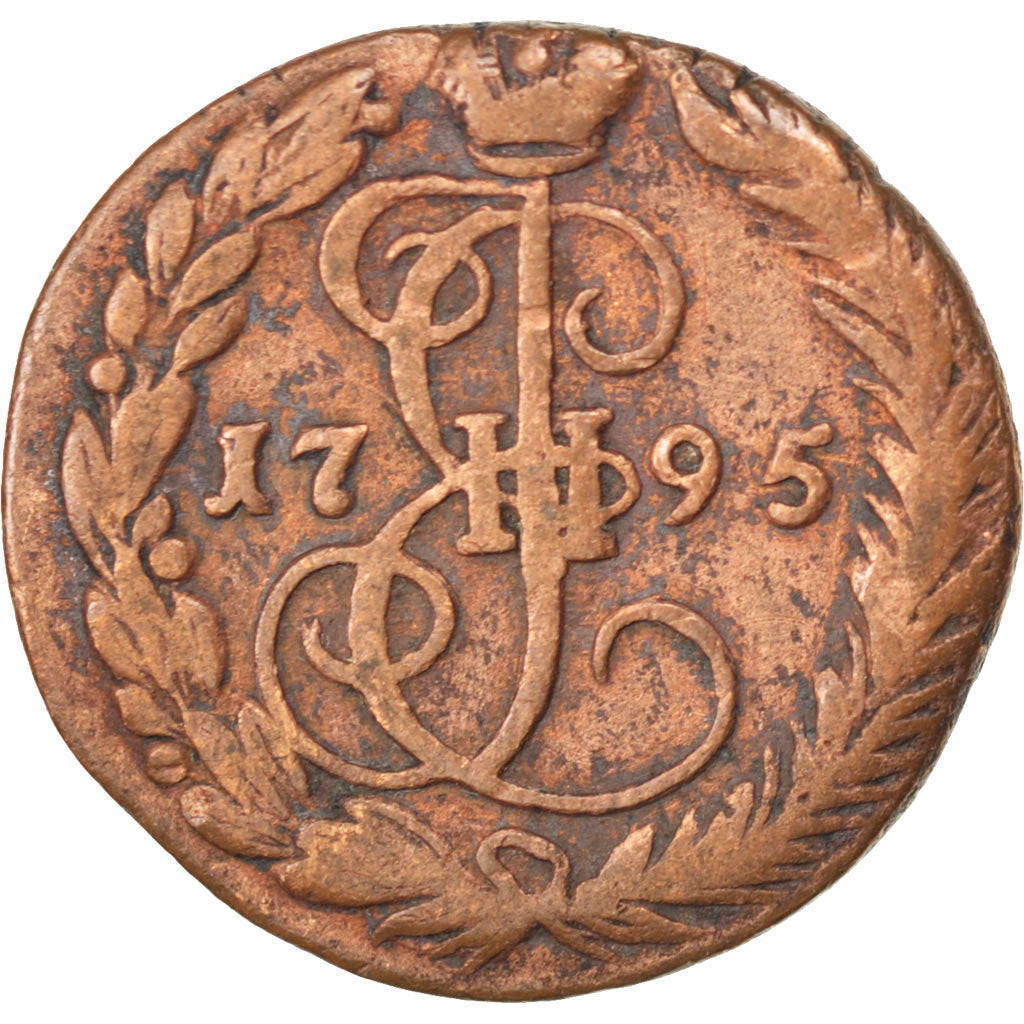 RUSSIA, Denga, 1/2 Kopek, 1795, Ekaterinbourg, KM #56.2, F(12-15), Copper, 4.84