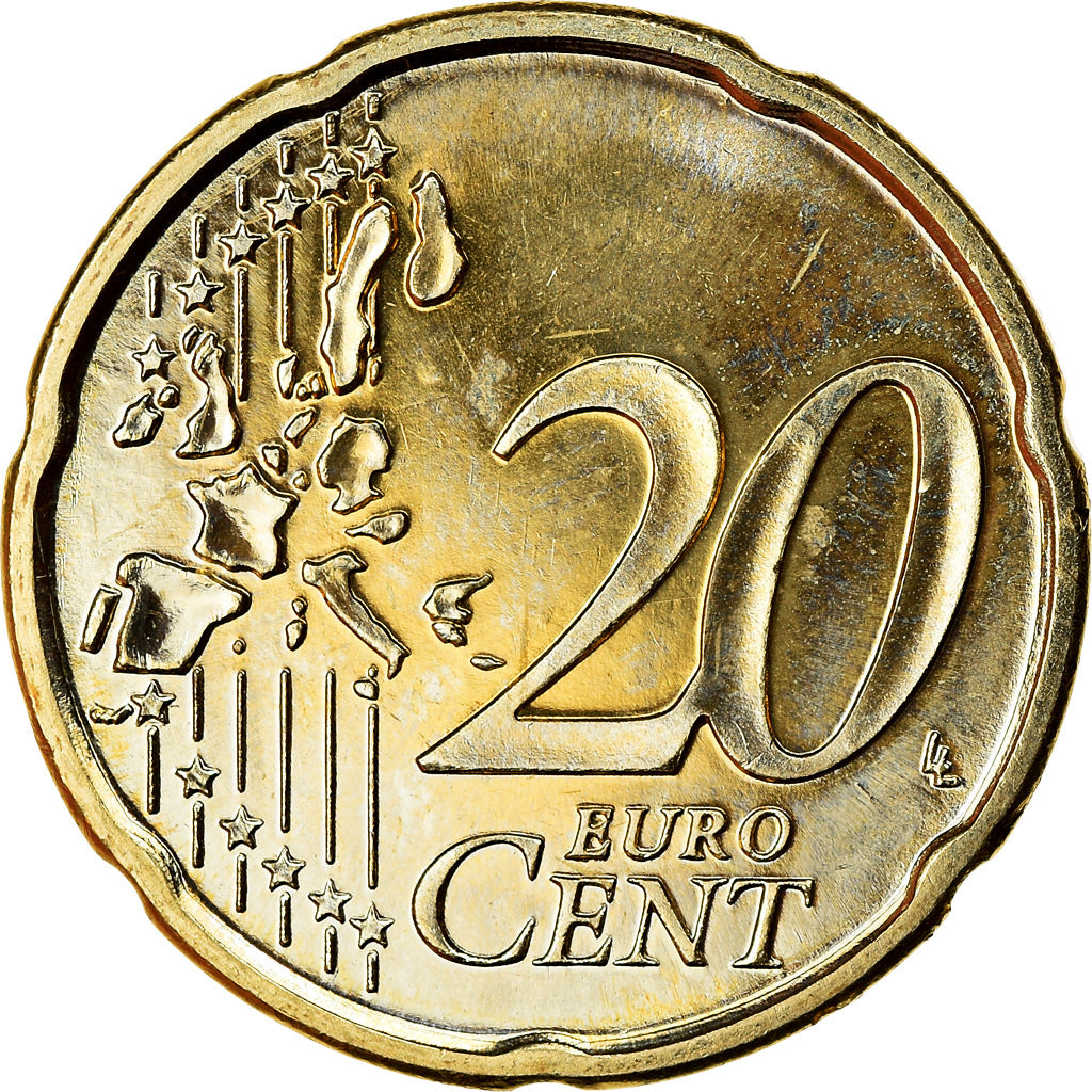 Finland, 20 Euro Cent, 2000, MS(63), Brass, KM:102