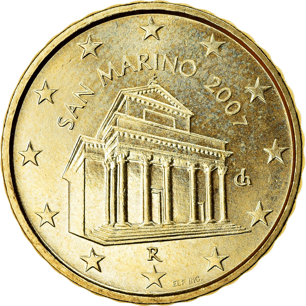 San Marino, 10 Euro Cent, 2007, MS(63), Brass, KM:443