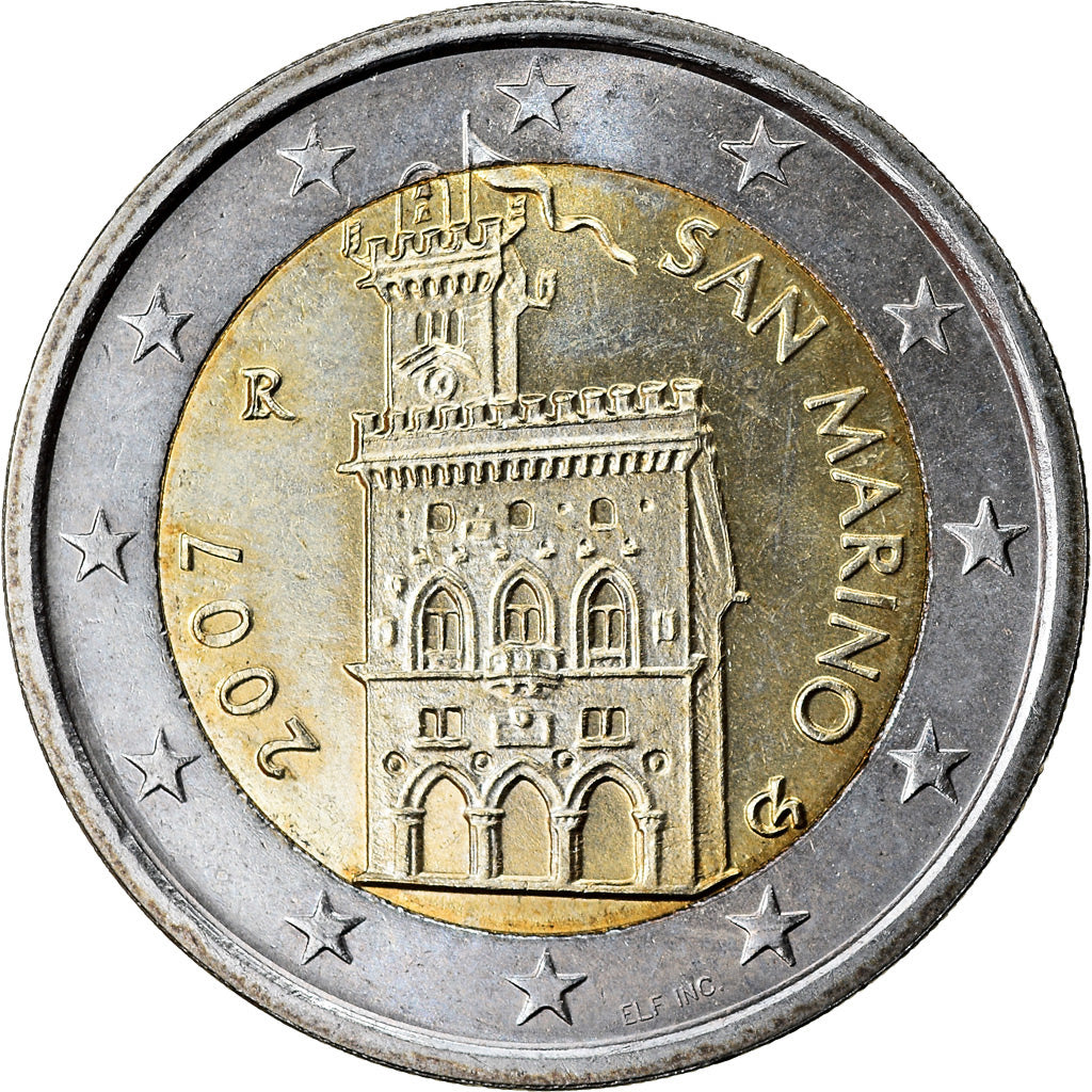 San Marino, 2 Euro, 2007, MS(63), Bi-Metallic, KM:447