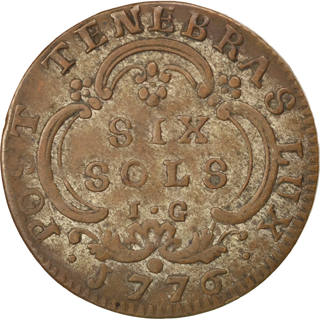SWISS CANTONS, 6 Sols, 1776, KM #82, VF(30-35), Billon, 2.36