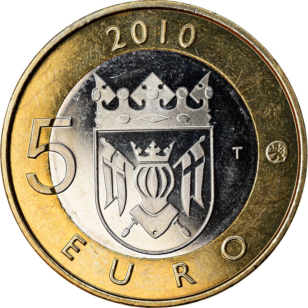 Finland, 5 Euro, Province sud-ouest, 2010, MS(63), Bi-Metallic, KM:158