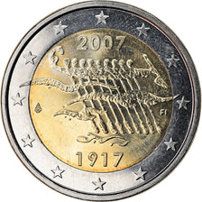 Finland, 2 Euro, 90th Anniversary of Independence, 2007, MS(63), Bi-Metallic