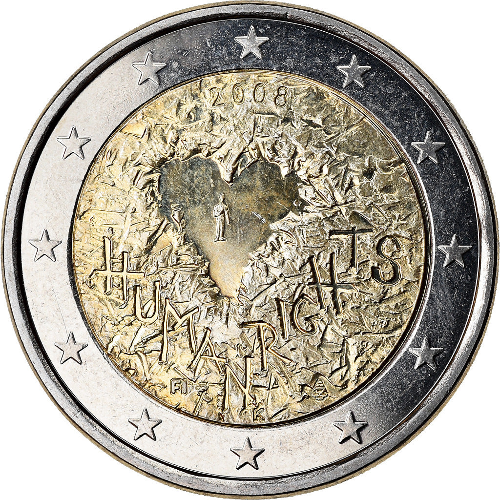 Finland, 2 Euro, Human Rights, 2008, MS(63), Bi-Metallic, KM:143