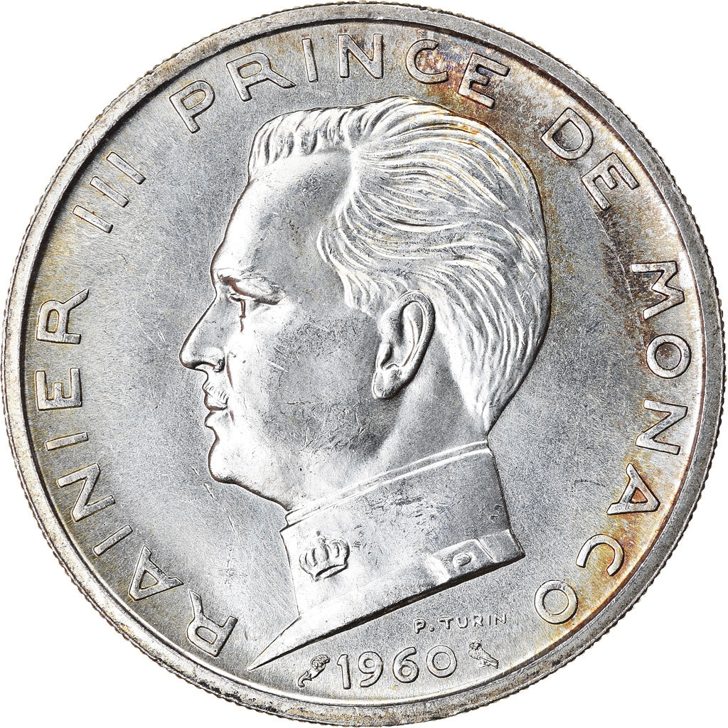Monnaie, Monaco, Rainier III, 5 Francs, 1960, SUP, Argent, Gadoury:MC 152