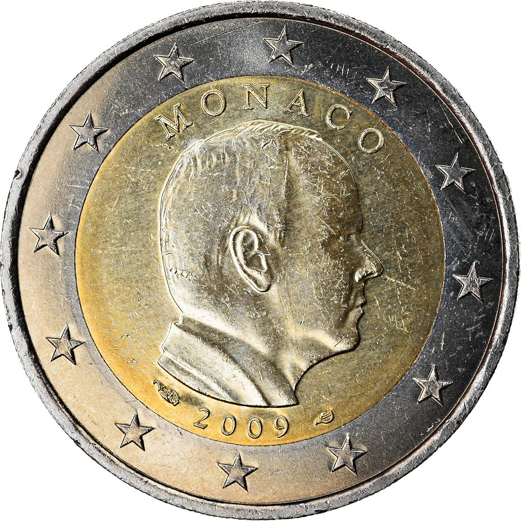Monaco, 2 Euro, Prince Albert II, 2009, AU(55-58), Bi-Metallic, Gadoury:MC 195