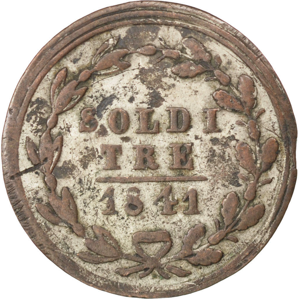 Moneta, CANTONI SVIZZERI, TICINO, 3 Soldi, 1841, BB, Biglione, KM:2