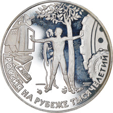 Coin, Russia, 3 Roubles, 2000, Moscow, Proof, MS(63), Silver, KM:709