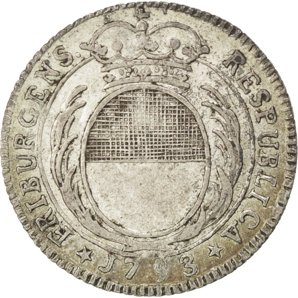 SWISS CANTONS, 14 Kreuzer, 1/4 Gulden, 1793, KM #59, EF(40-45), Silver, 2.46