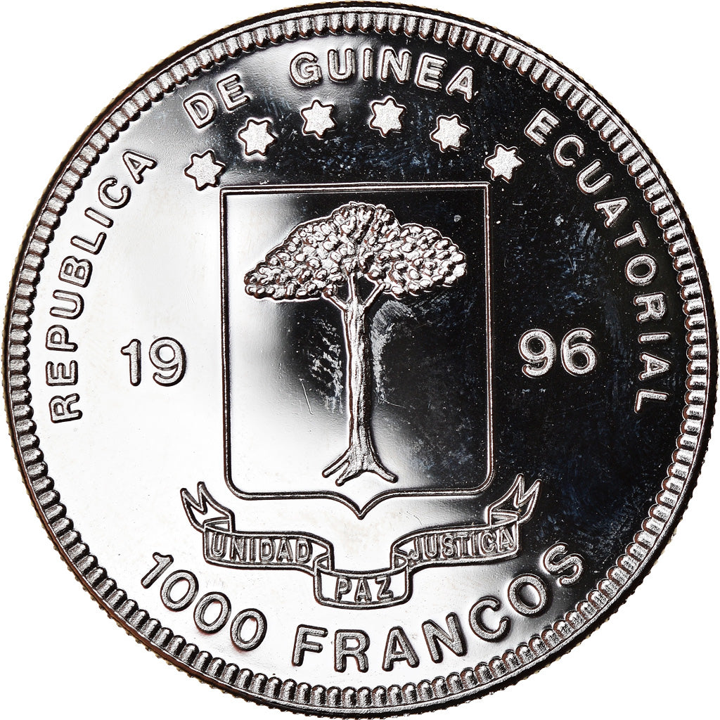 Coin, Equatorial Guinea, 1000 Francos, 1996, MS(63), Copper-nickel, KM:96