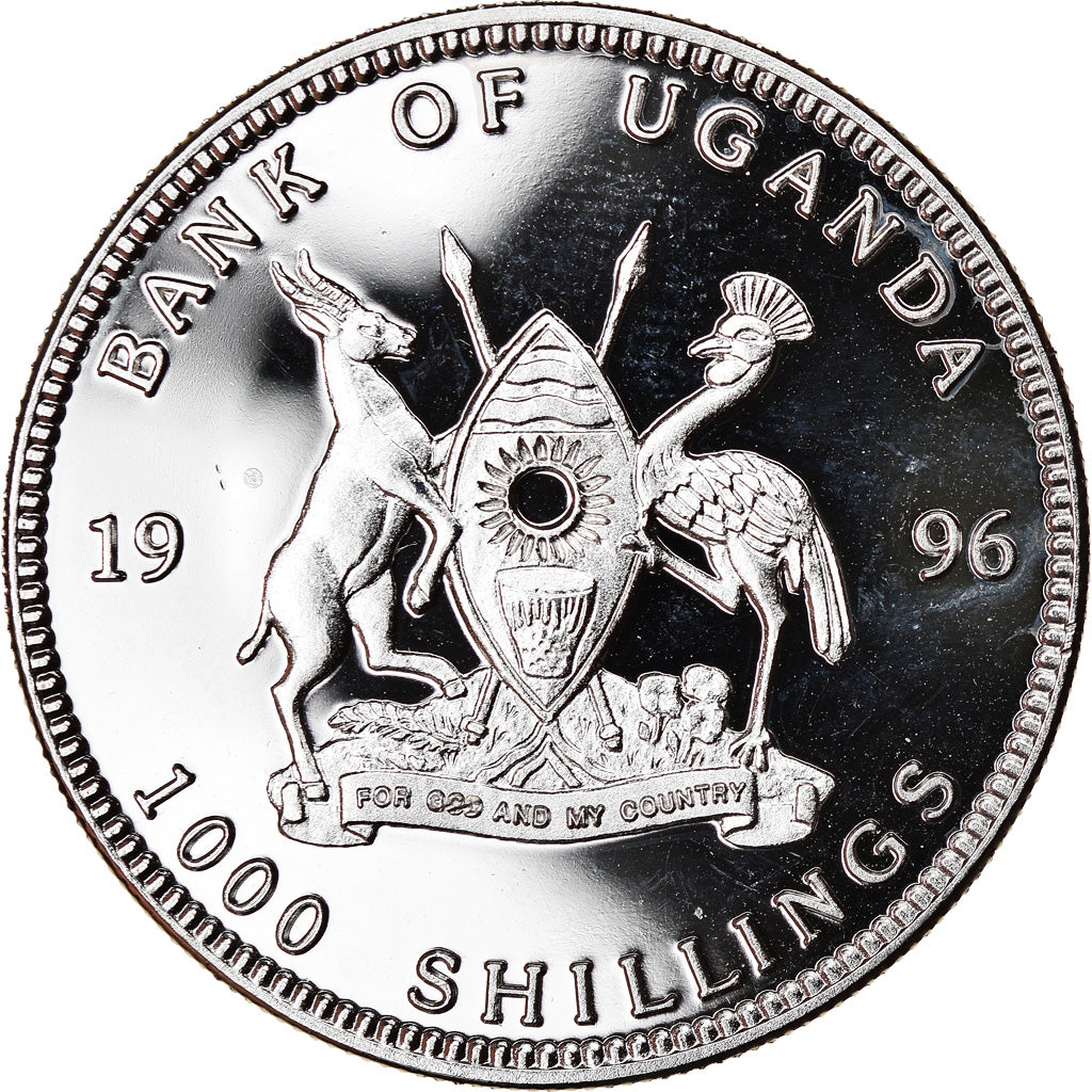 Coin, Uganda, Finsteraarhorn, 1000 Shillings, 1996, MS(63), Cupro-nickel