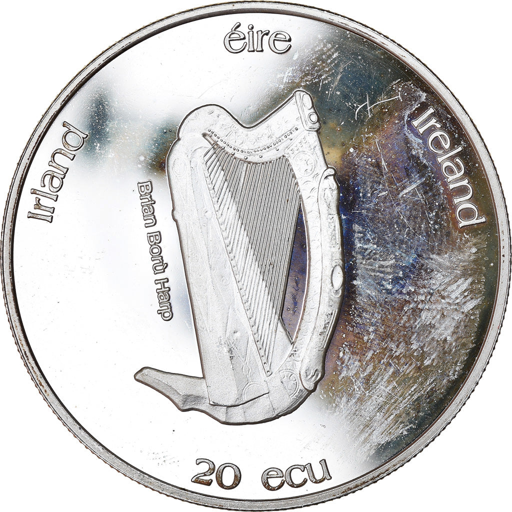 Coin, IRELAND REPUBLIC, 20 ECU, 1995, AU(55-58), Silver