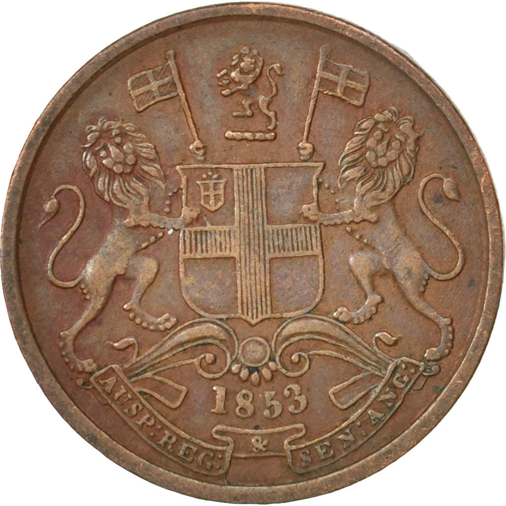 INDIA-BRITISH, 1/2 Pice, 1853, Calcutta, KM #464, EF(40-45), Copper, 3.19