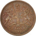 INDIA-BRITISH, 1/2 Pice, 1853, Calcutta, KM #464, EF(40-45), Copper, 3.19