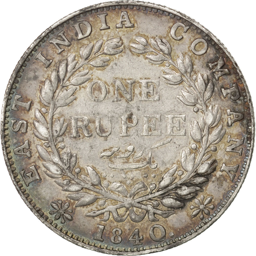 Coin, INDIA-BRITISH, Victoria, Rupee, 1840, Bombay, EF(40-45), Silver, KM:457.3