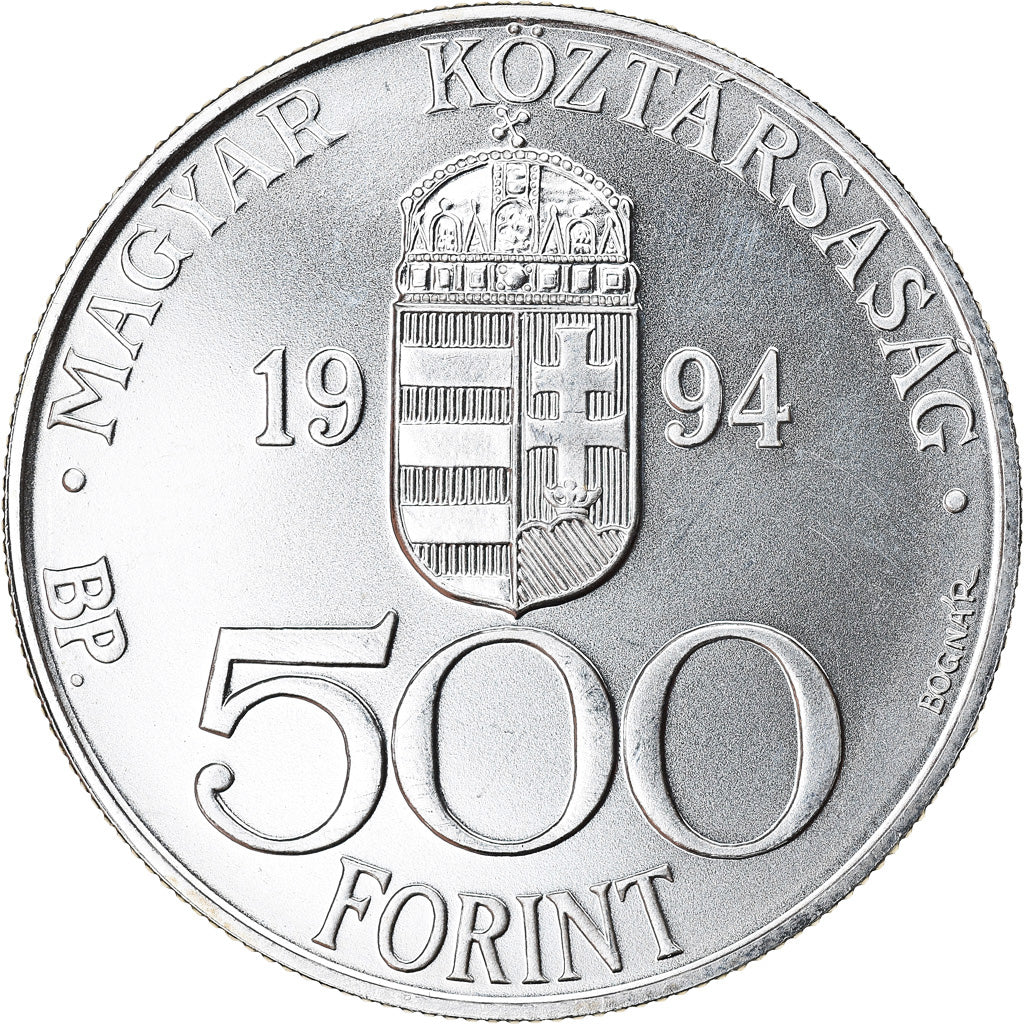 Moneda, Hungría, 500 Forint, Otszaz, 1994, Budapest, EBC+, Plata, KM:710