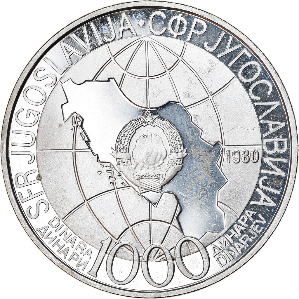 Coin, Yugoslavia, 1000 Dinara, 1980, MS(63), Silver, KM:78a