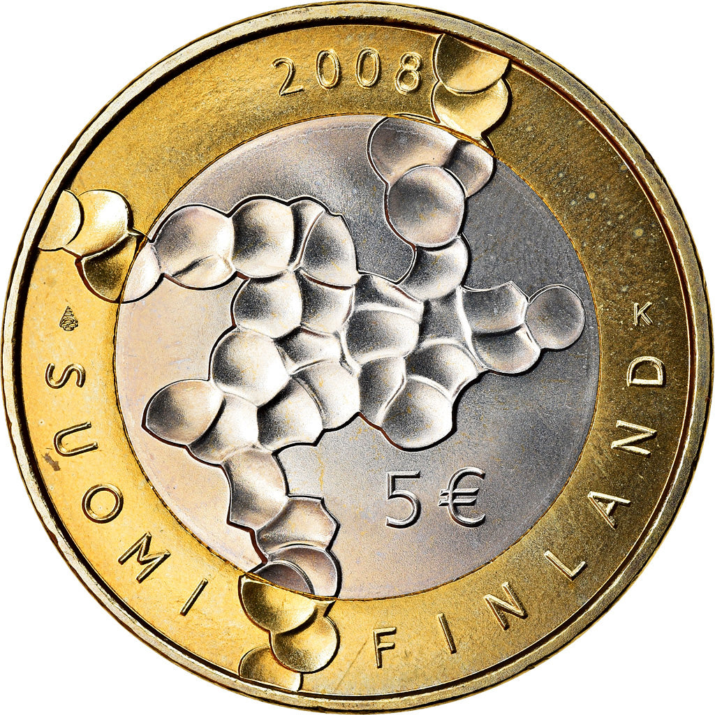 Finland, 5 Euro, 2008, MS(63), Bi-Metallic, KM:141