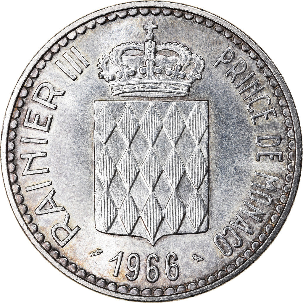 Moneta, Monaco, Rainier III, 10 Francs, 1966, BB+, Argento, KM:146