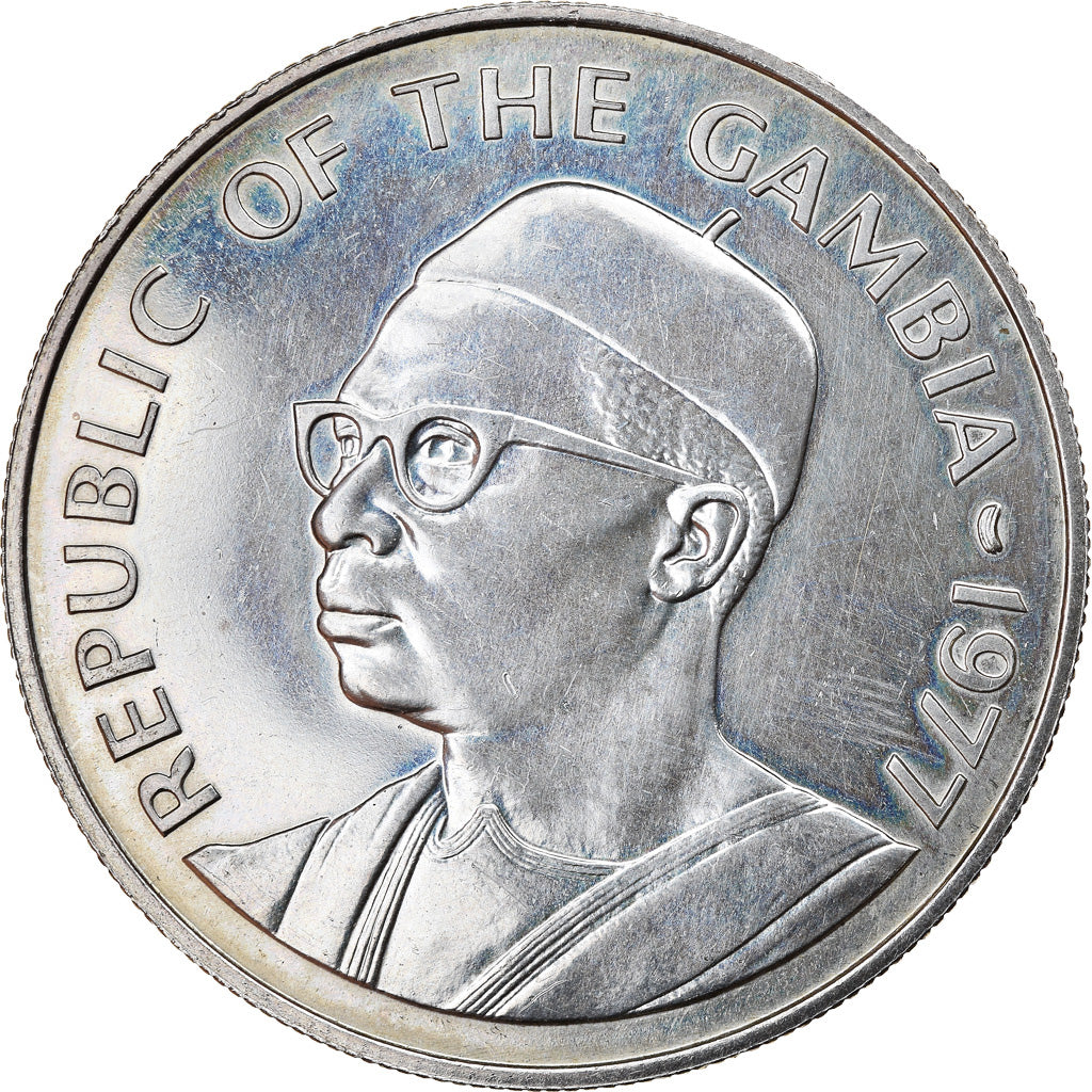 Coin, GAMBIA, THE, 20 Dalasis, 1977, AU(55-58), Silver, KM:17
