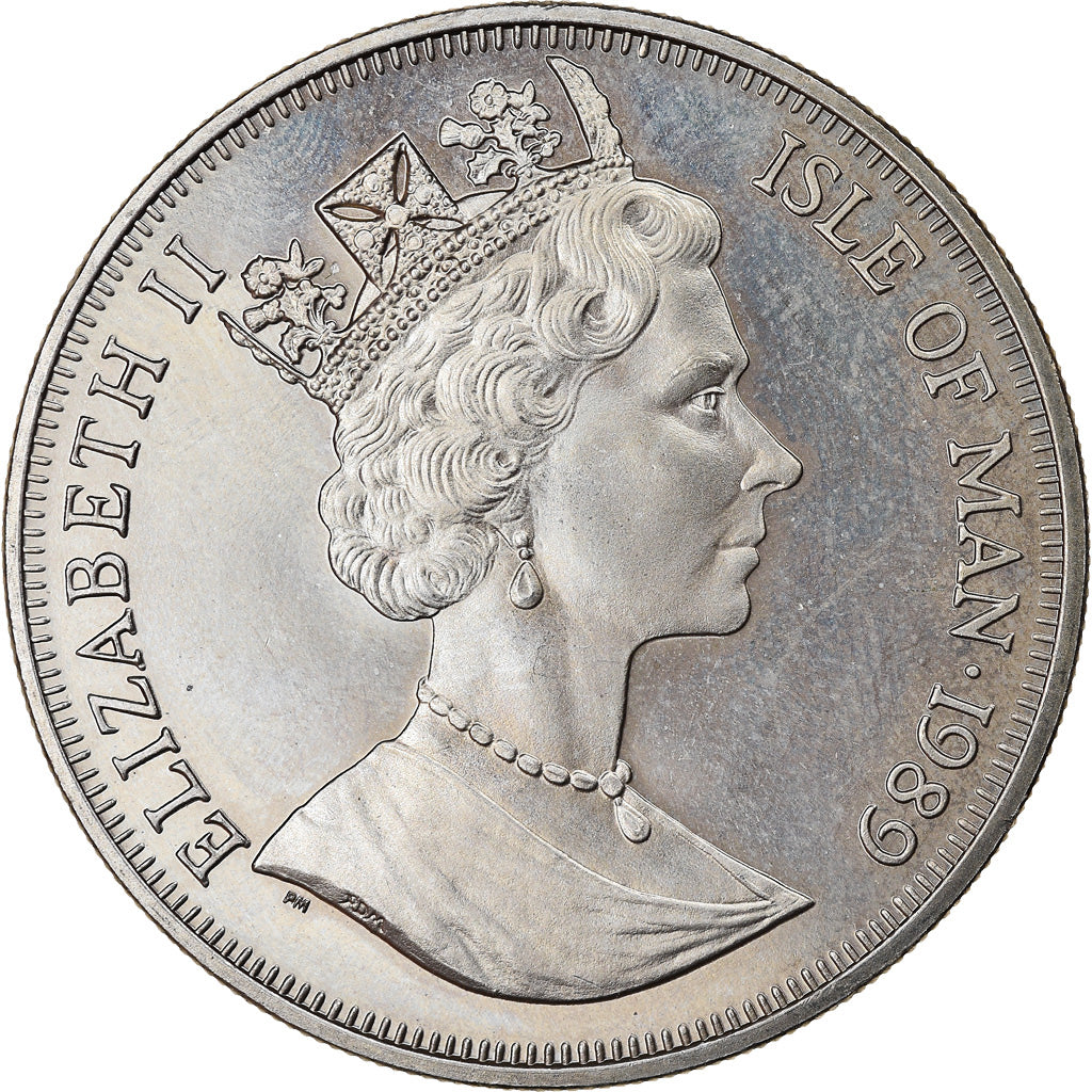 Coin, Isle of Man, Elizabeth II, Crown, 1989, Pobjoy Mint, AU(55-58)