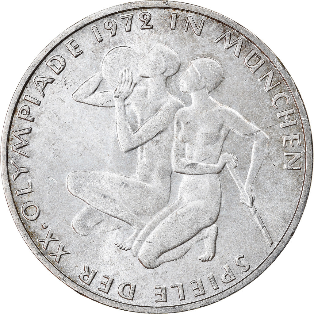 Münze, Bundesrepublik Deutschland, 10 Mark, 1972, Karlsruhe, VZ, Silber, KM:132