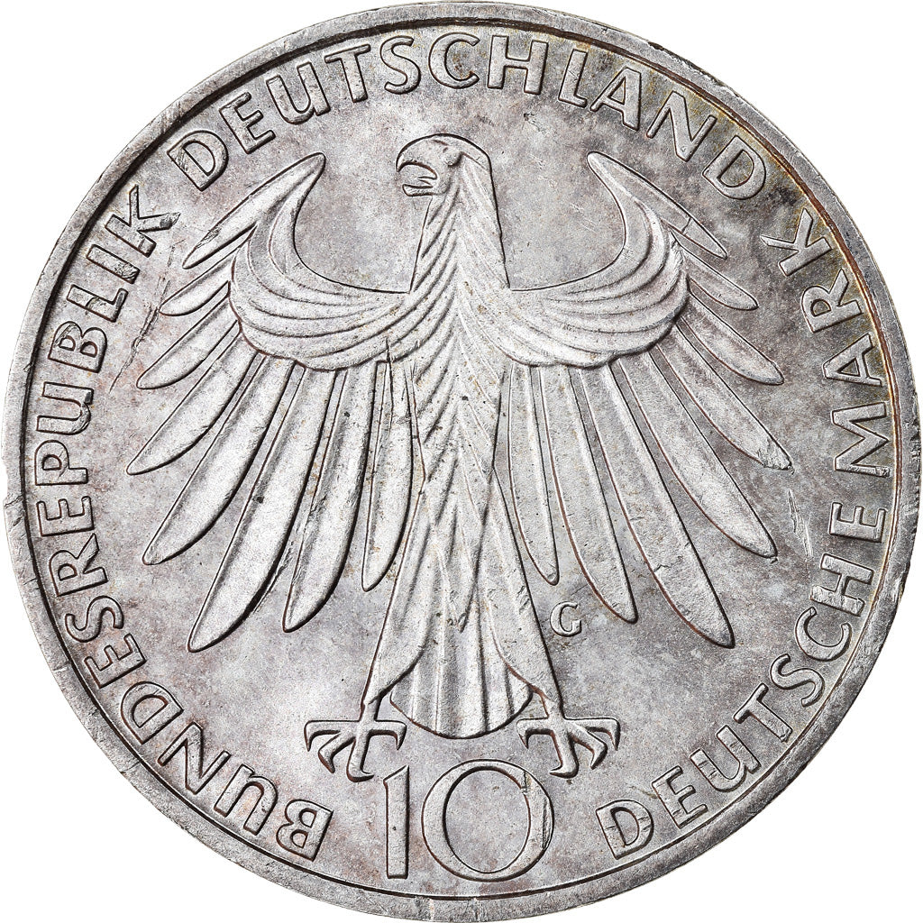 Münze, Bundesrepublik Deutschland, 10 Mark, 1972, Karlsruhe, VZ, Silber, KM:132
