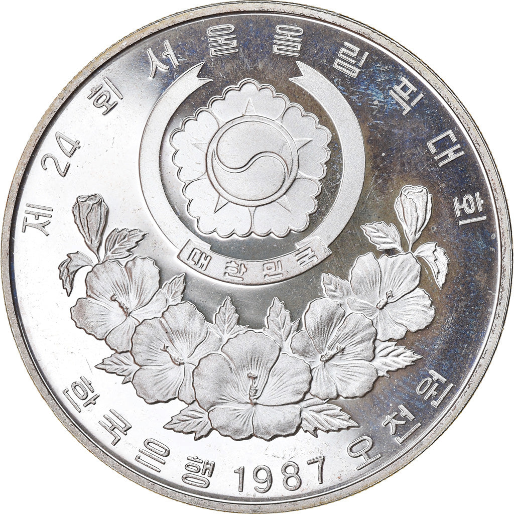 Coin, KOREA-SOUTH, 5000 Won, 1987, Proof, AU(55-58), Silver, KM:66