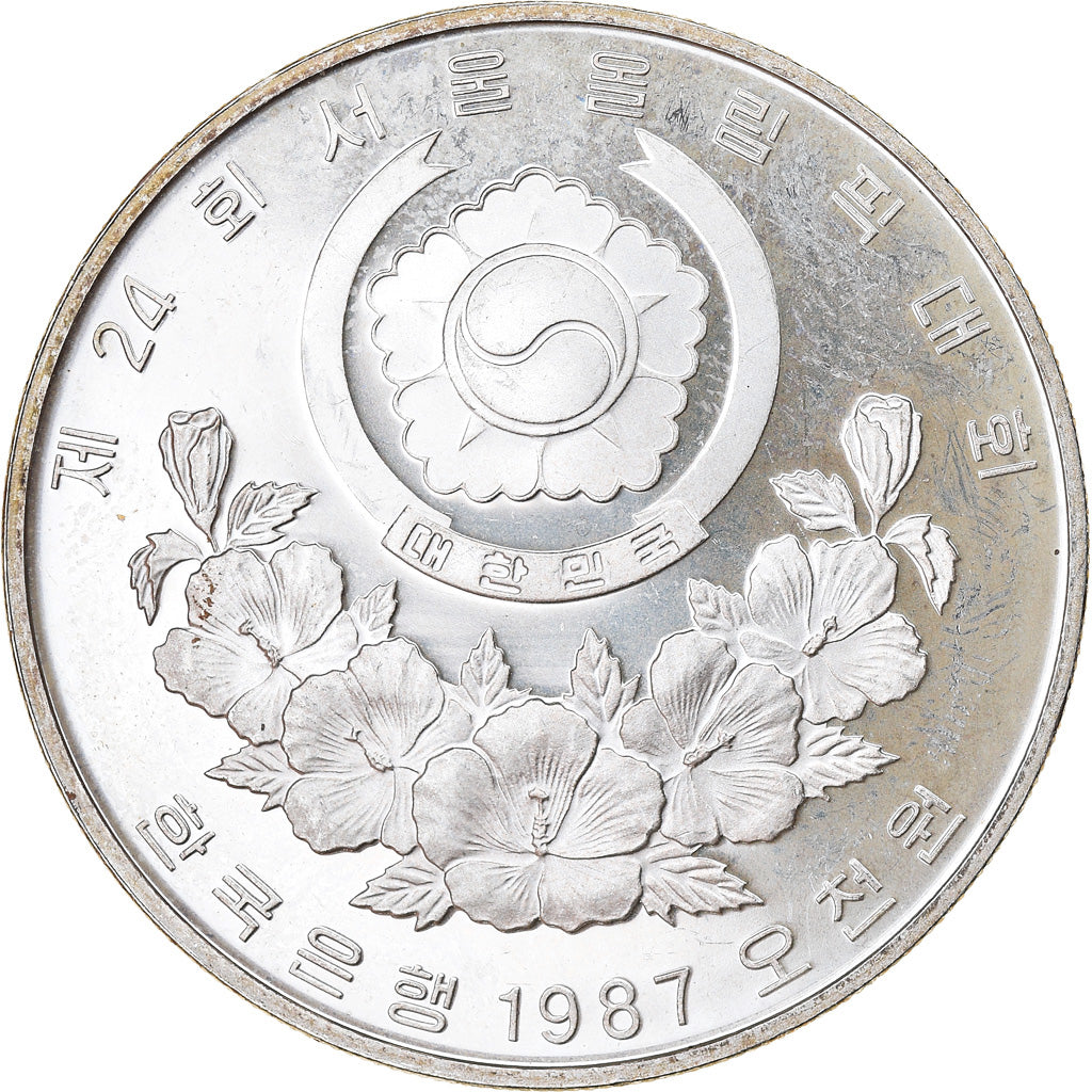 Coin, KOREA-SOUTH, 5000 Won, 1987, Proof, AU(55-58), Silver, KM:67