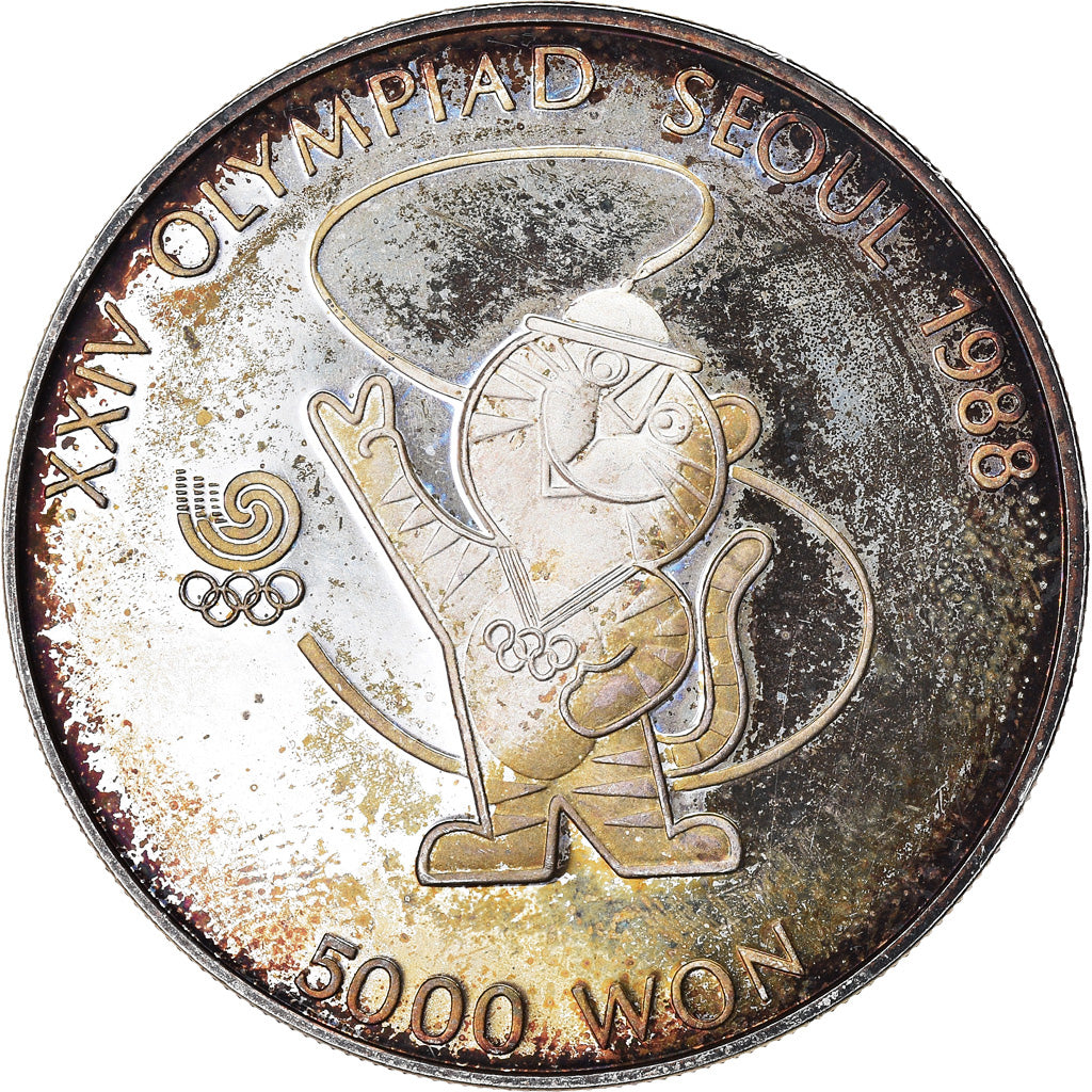 Coin, KOREA-SOUTH, 5000 Won, 1986, Proof, EF(40-45), Silver, KM:54