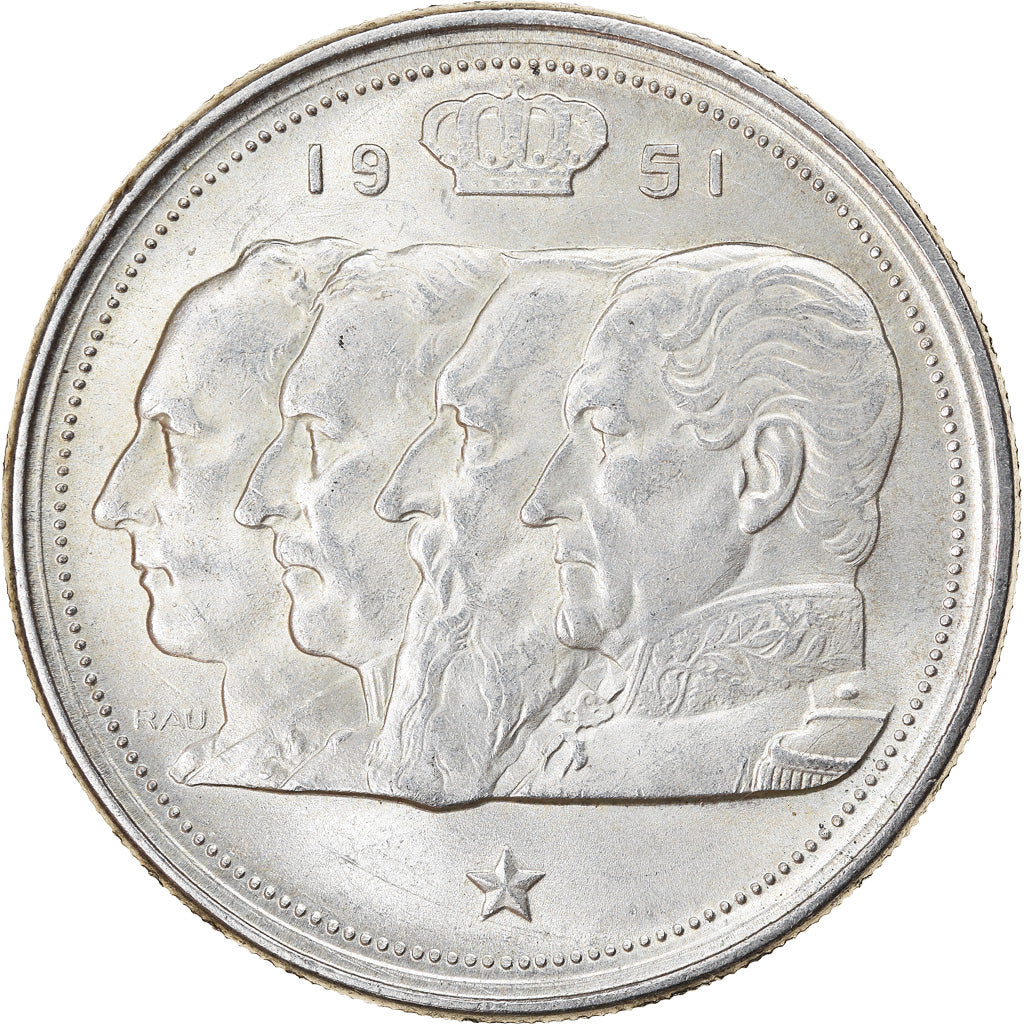 Coin, Belgium, 100 Francs, 100 Frank, 1951, MS(60-62), Silver, KM:139.1