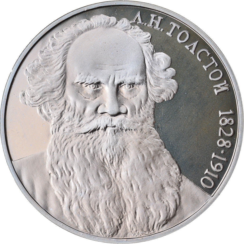 Coin, Russia, Léon Tolstoï, Rouble, 1988, Saint-Petersburg, Proof, MS(65-70)