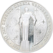 Moneda, Rusia, Yuri Gagarin, 3 Roubles, 1991, Saint-Petersburg, Proof, SC