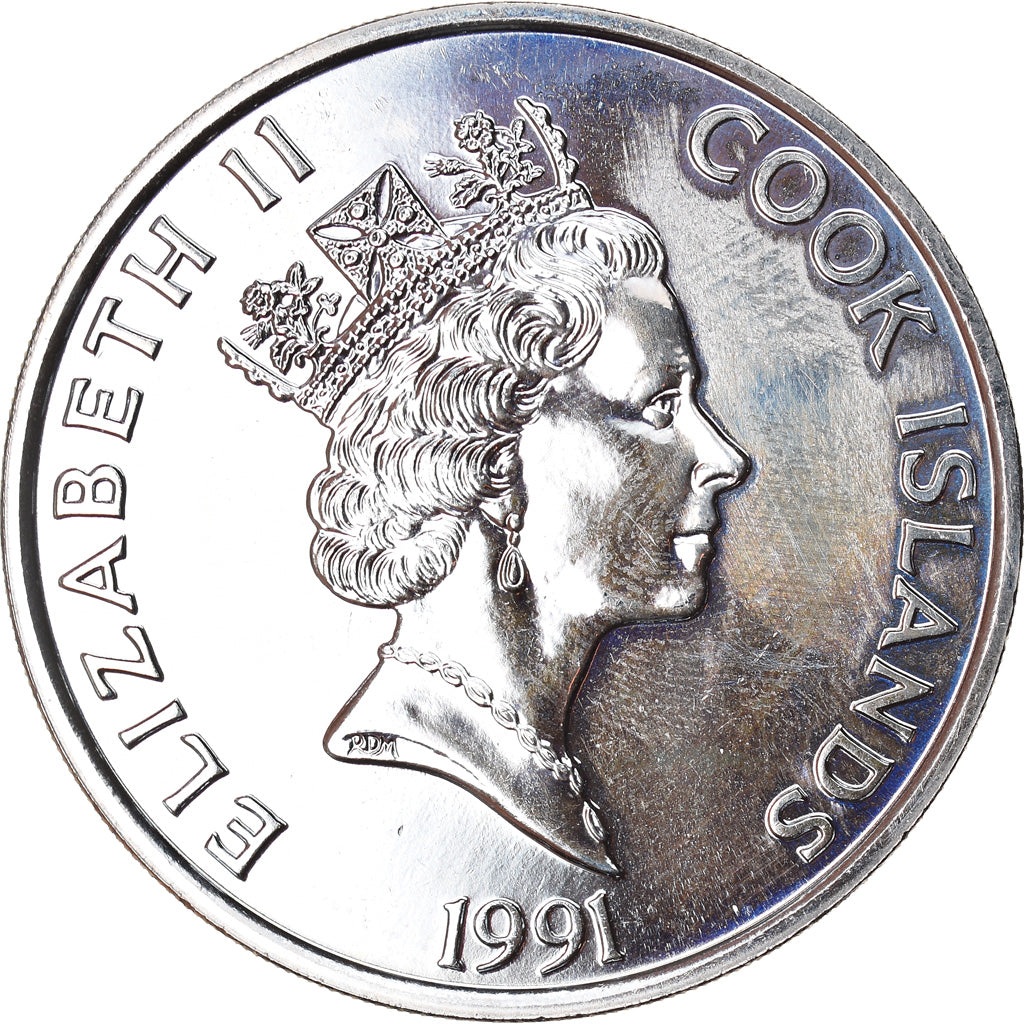 Coin, Cook Islands, Elizabeth II, 5 Dollars, 1991, Franklin Mint, AU(55-58)