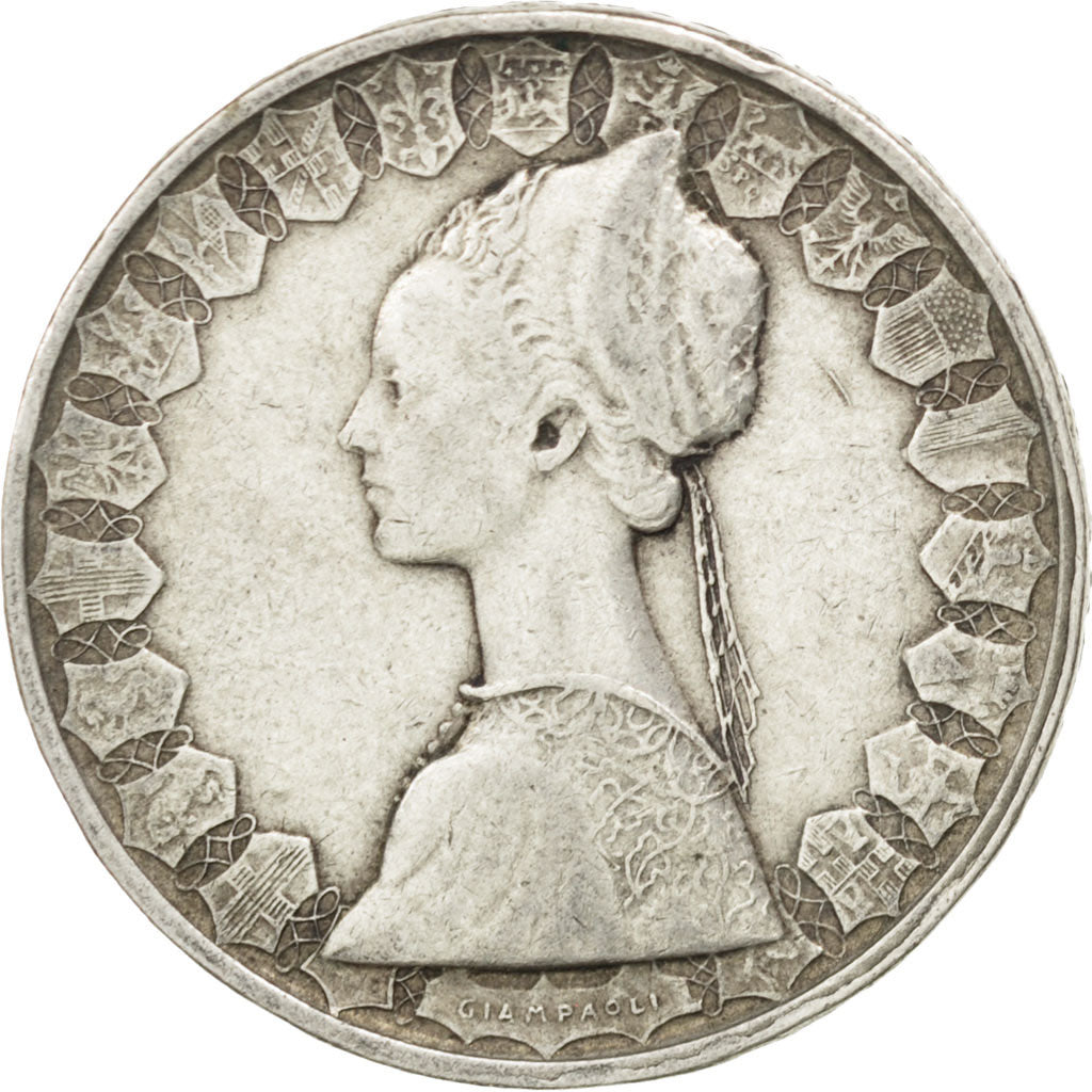 ITALY, 500 Lire, 1961, Rome, KM #98, EF(40-45), Silver, 29.3, 10.93