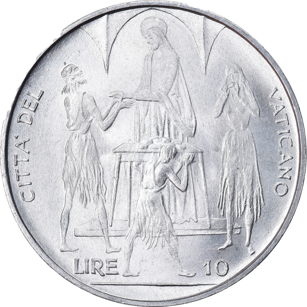 Moeda, CIDADE DO VATICANO, Paul VI, 10 Lire, 1968, Roma, MS(63), Alumínio