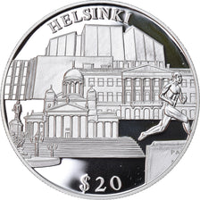Munten, Liberia, Helsinki, 20 Dollars, 2000, Proof, FDC, Zilver
