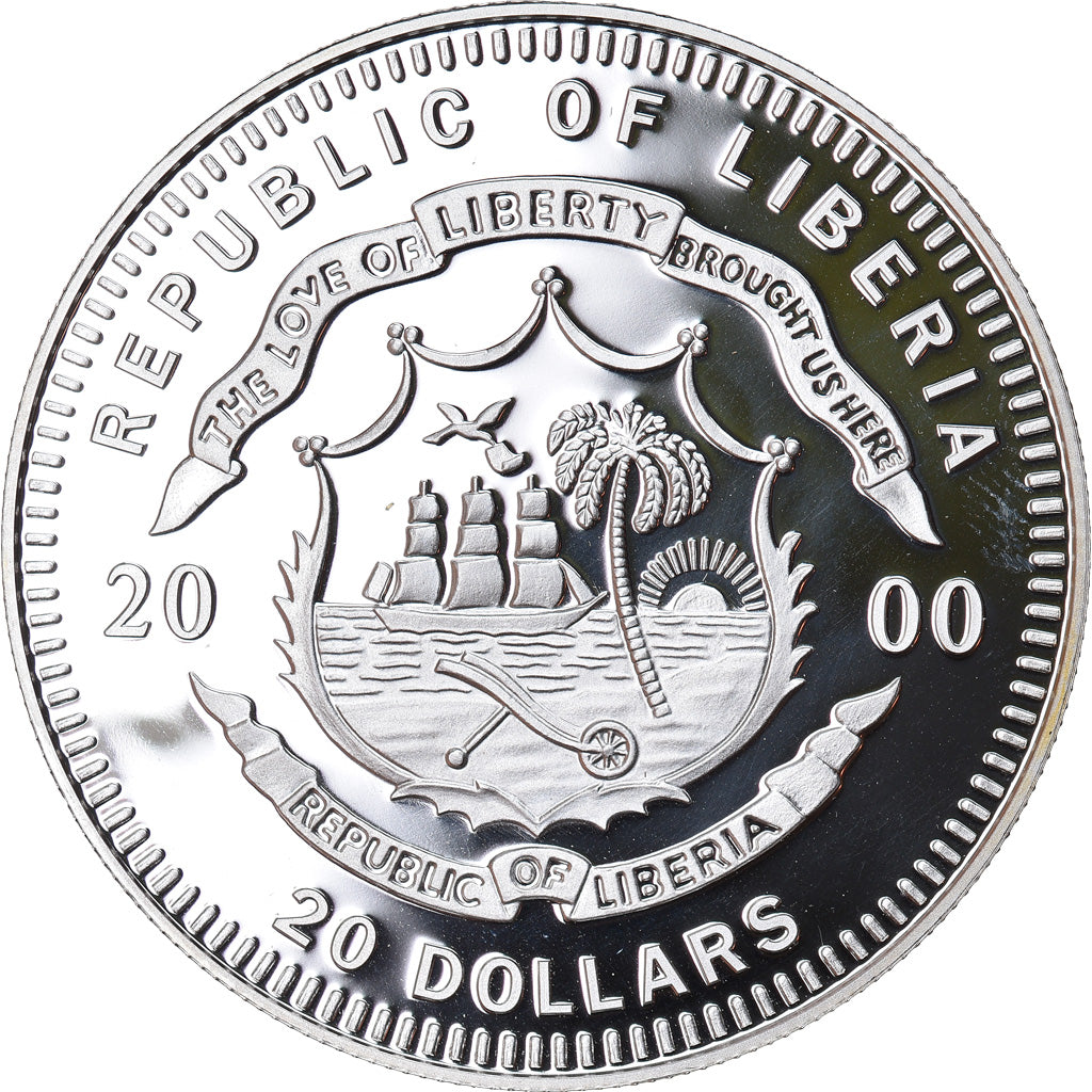 Munten, Liberia, Helsinki, 20 Dollars, 2000, Proof, FDC, Zilver