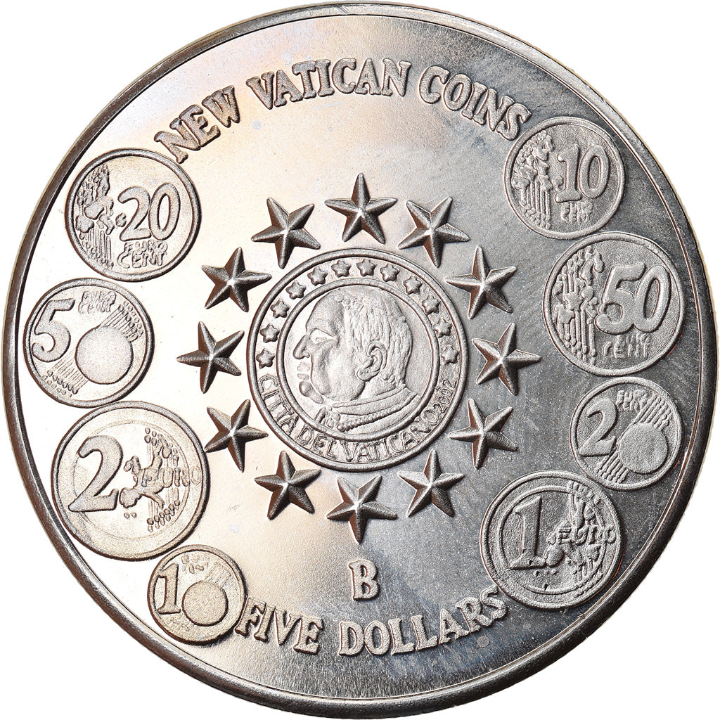 Coin, Liberia, New Vatican coins, 5 Dollars, 2004, Proof, MS(65-70), Maillechort